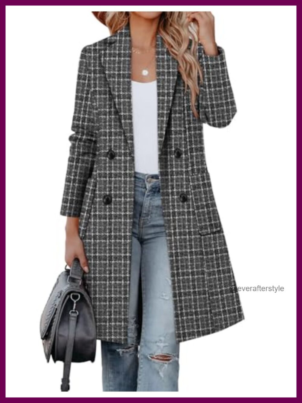 Womens Long Wool Blend Peacoat Double Breasted Winter Coat Notch Lapel